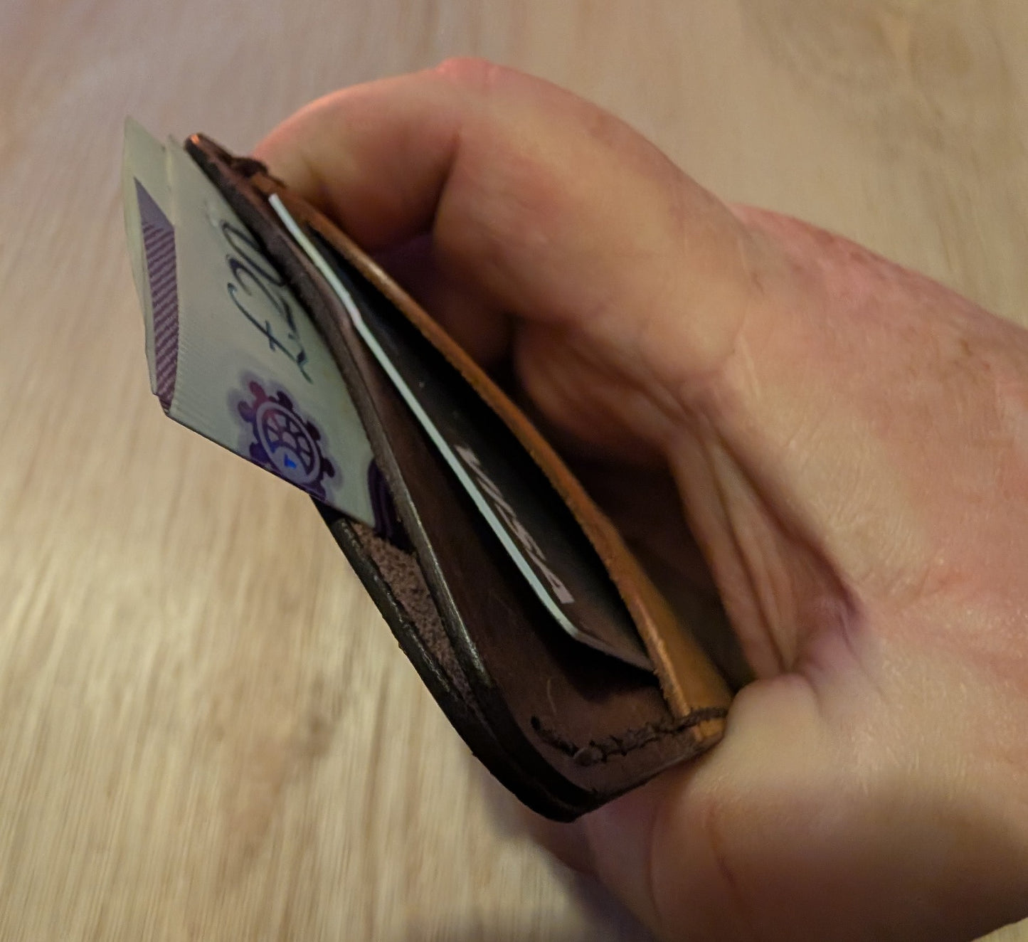 3 pocket handmade minimilist wallet.