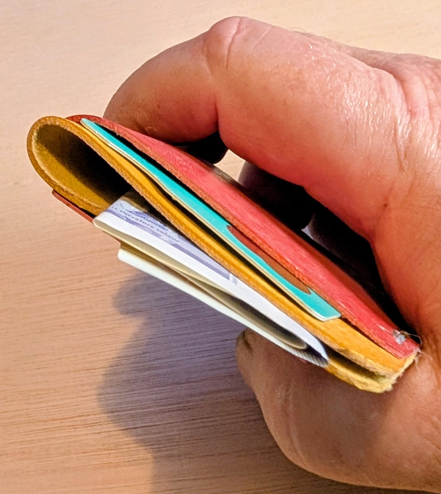 Handmade leather 3 pocket card wrap