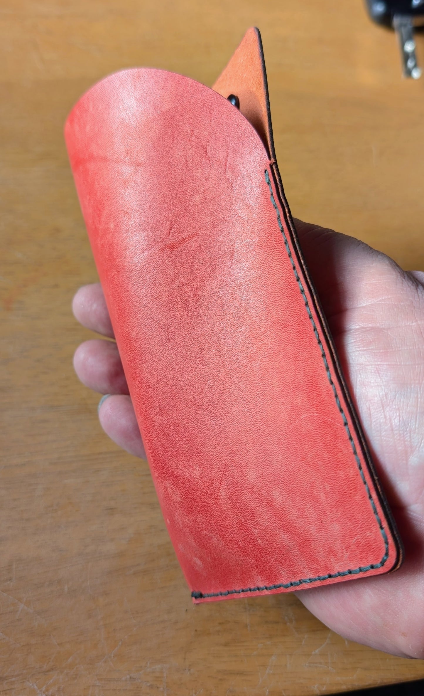 Glasses Sleeve in Red Leather