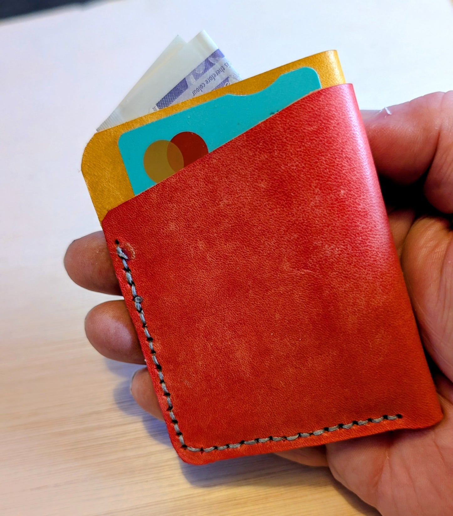 Handmade leather 3 pocket card wrap