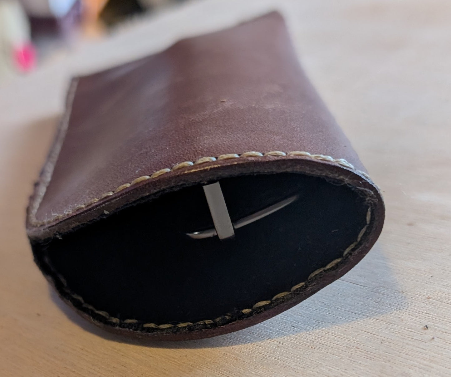 Handmade Leather lined glasses case ( Brown )