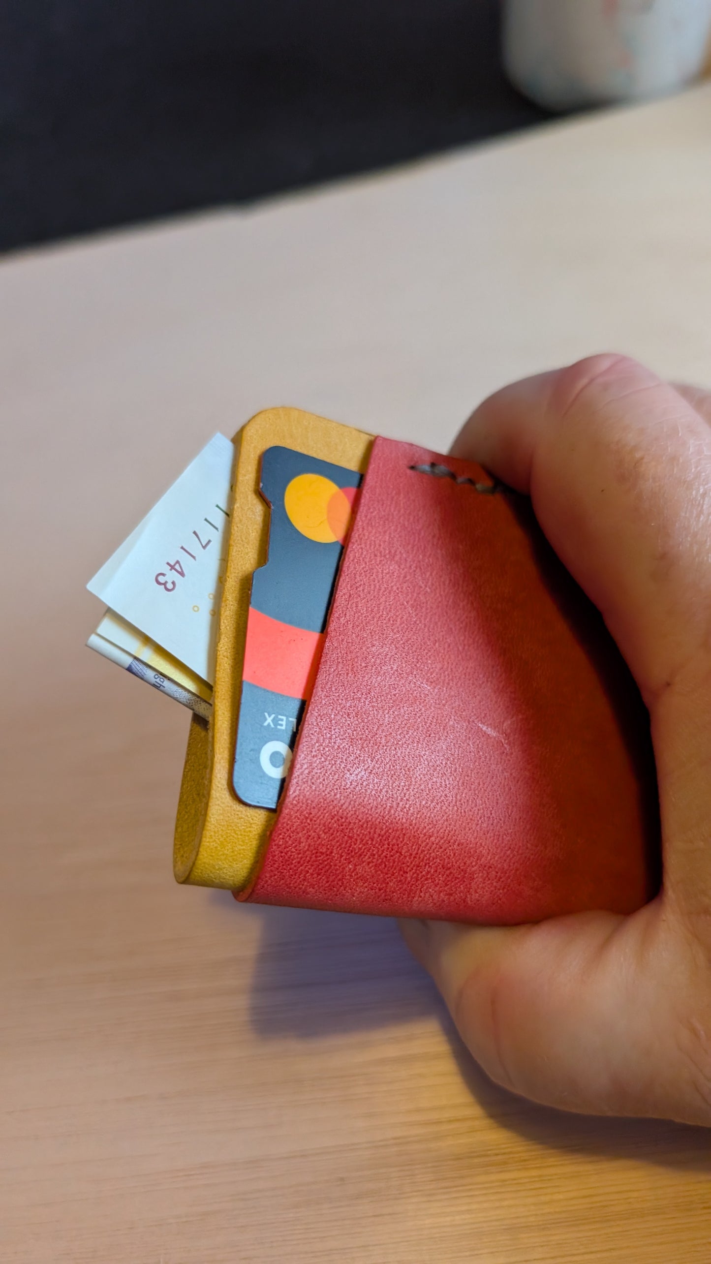 Handmade leather 3 pocket card wrap