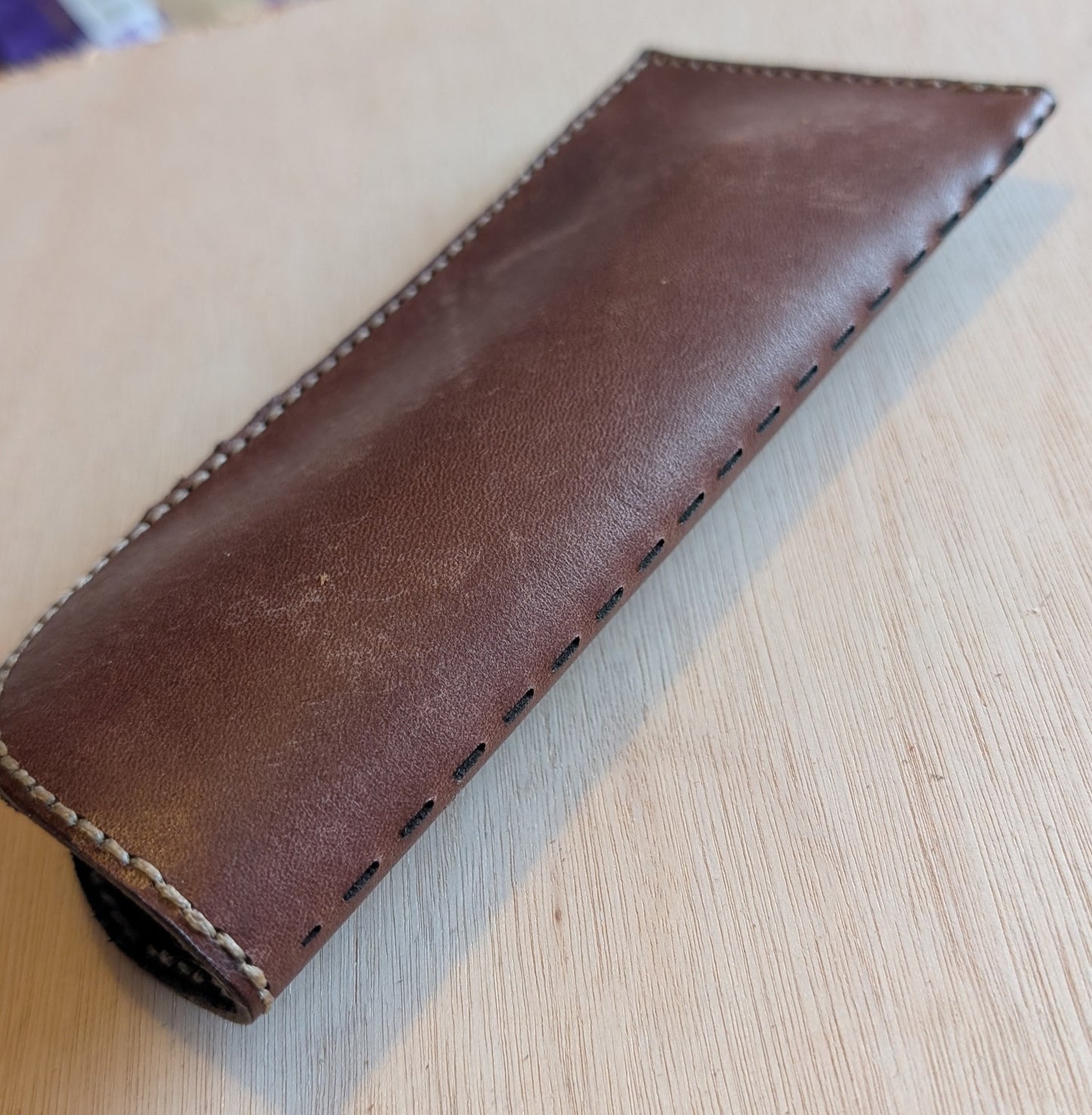 Handmade Leather lined glasses case ( Brown )
