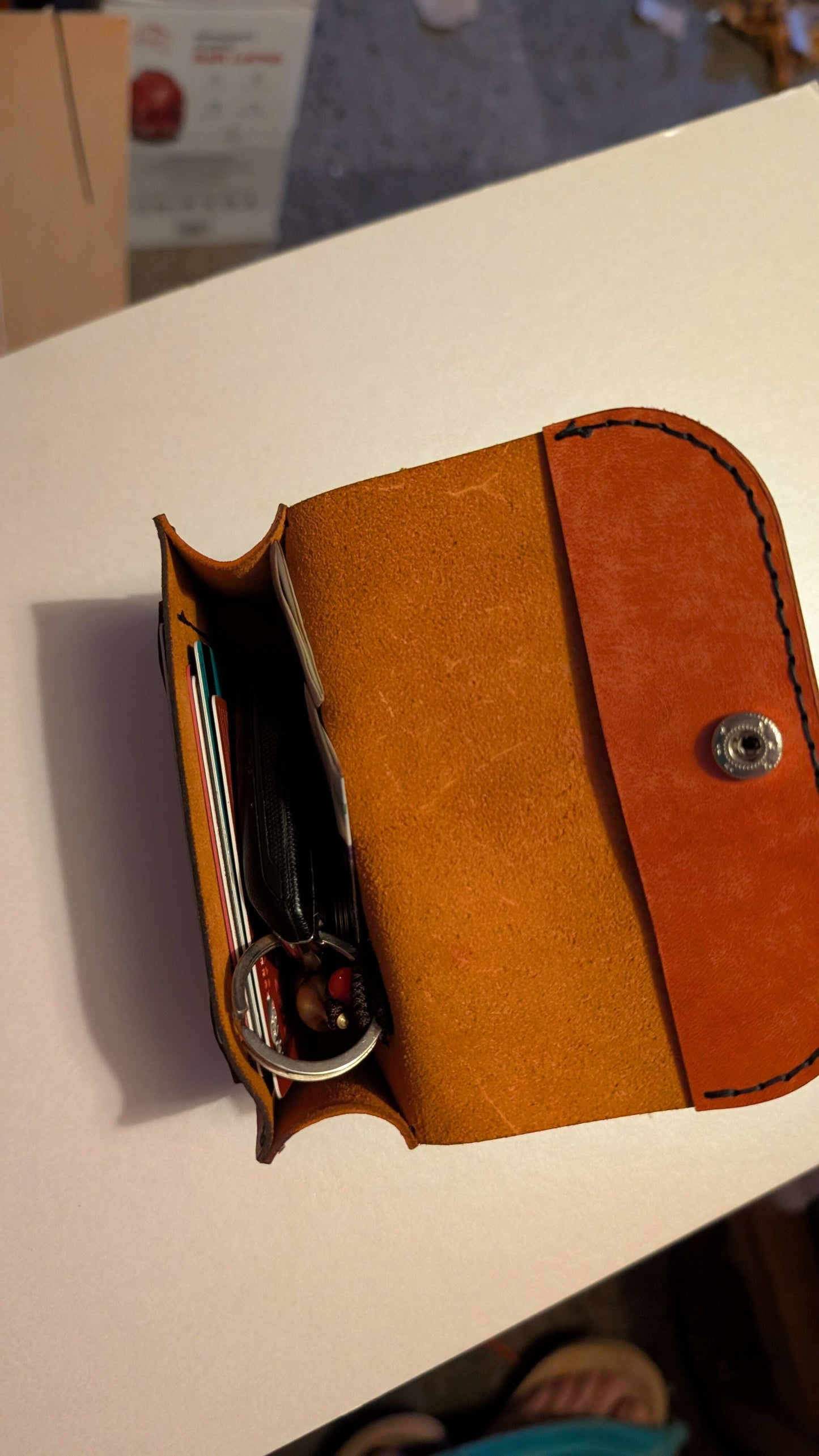 Card Purse Bag with large pocket and card slip showcasing its spacious design and stylish Italian leather.