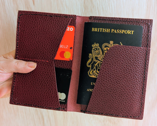Handmade Passport wallet ( Burgundy )