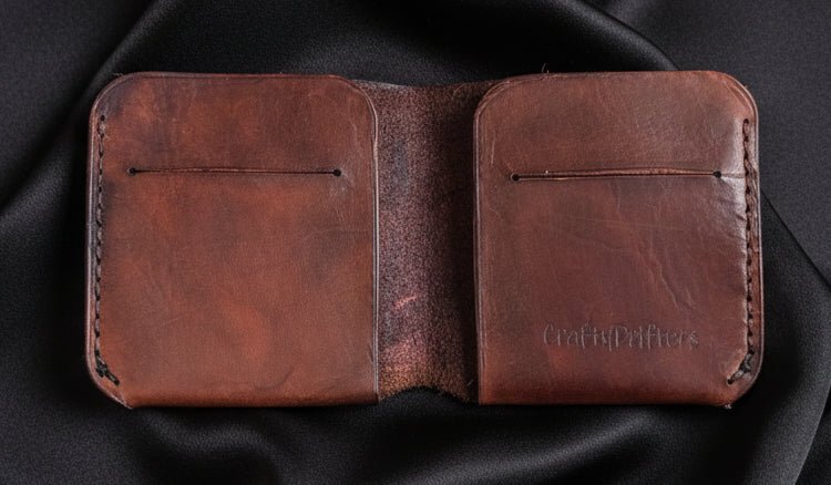 Compact Bi - Fold Wallet sinlge piece of leather - CraftyDrifters Cornwall