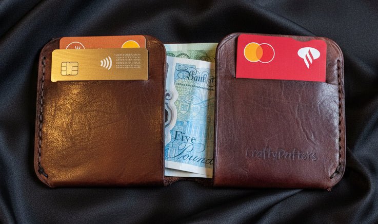 Compact Bi - Fold Wallet sinlge piece of leather - CraftyDrifters Cornwall