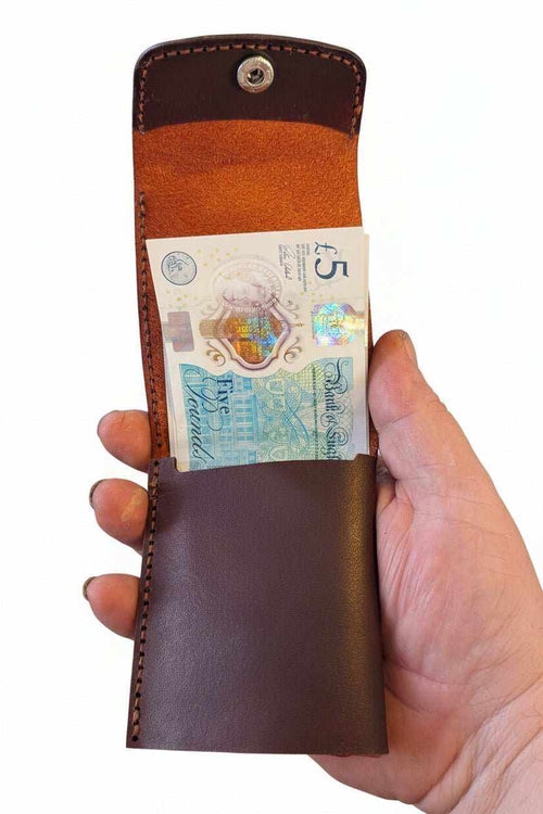 Compact full-grain leather money fold with card pockets