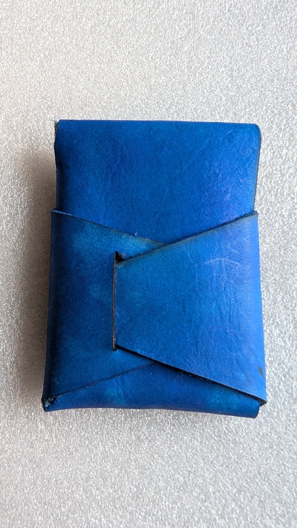 Drifters Wide Boy Stitch Free hand dyed leather wallet. Blue - CraftyDrifters Cornwall