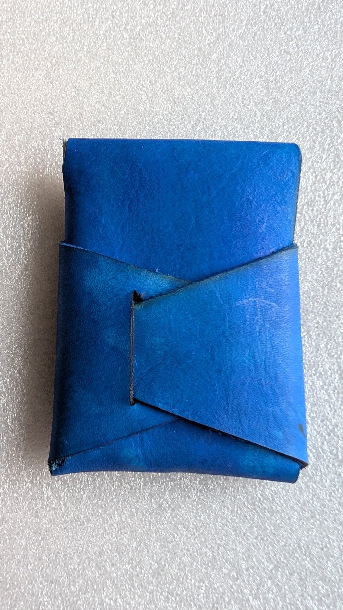 Drifters Wide Boy Stitch Free hand dyed leather wallet. Blue - CraftyDrifters Cornwall