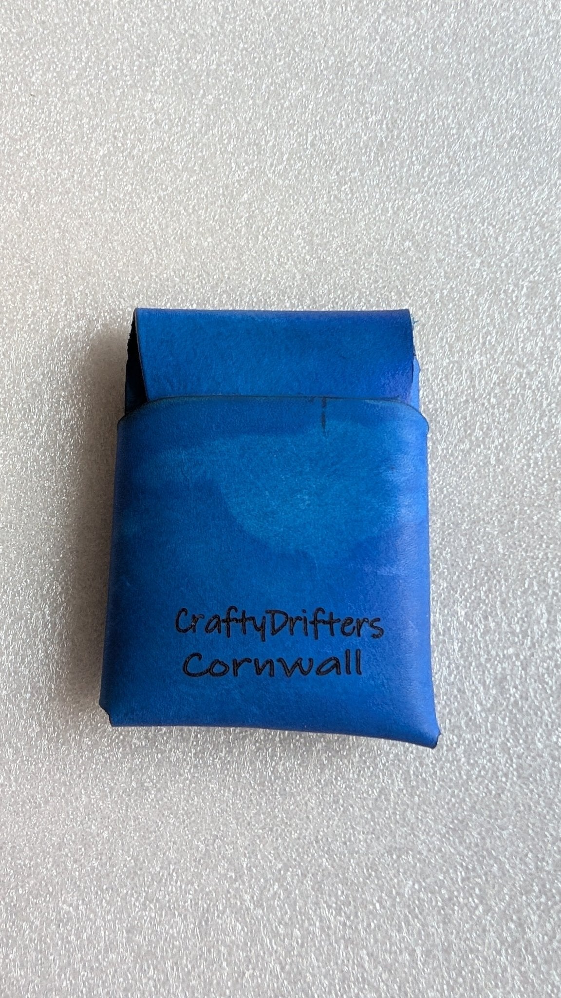 Drifters Wide Boy Stitch Free hand dyed leather wallet. Blue - CraftyDrifters Cornwall