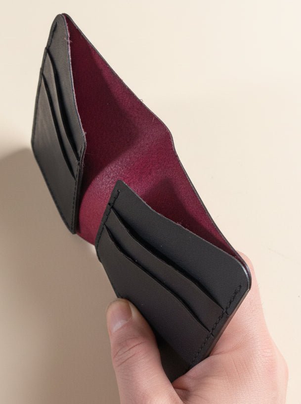 Full Grain Leather Bi - fold Wallet - CraftyDrifters Cornwall