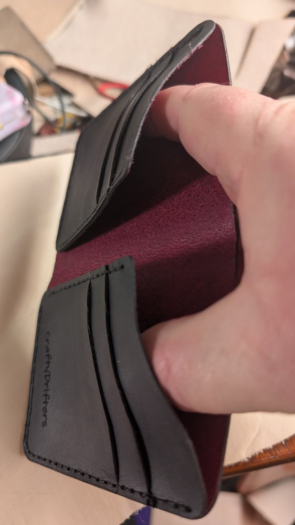 Full Grain Leather Bi - fold Wallet - CraftyDrifters Cornwall