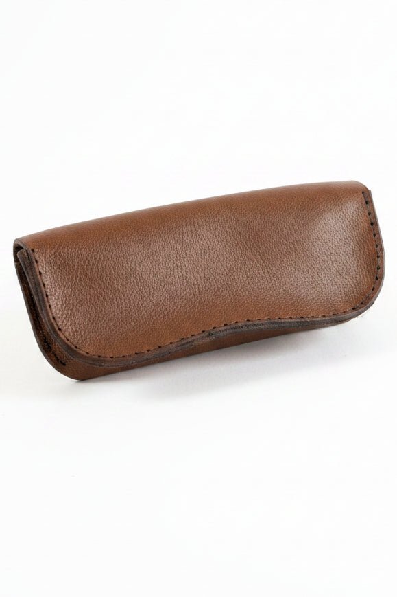 Glasses case, light brown pebble leather. - CraftyDrifters Cornwall