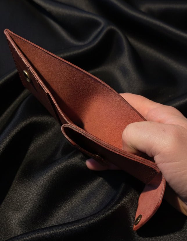 Hand crafted pebble leather bi - fold wallet - CraftyDrifters Cornwall