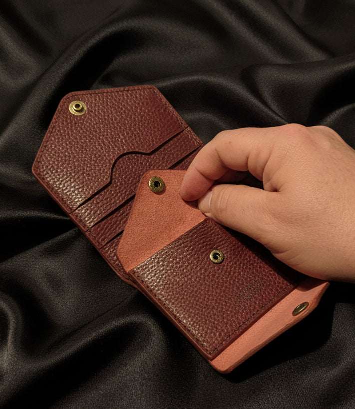 Hand crafted pebble leather bi - fold wallet - CraftyDrifters Cornwall