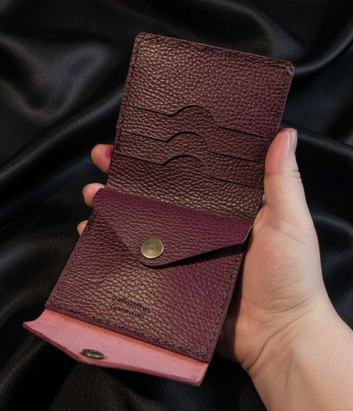 Hand crafted pebble leather bi - fold wallet - CraftyDrifters Cornwall