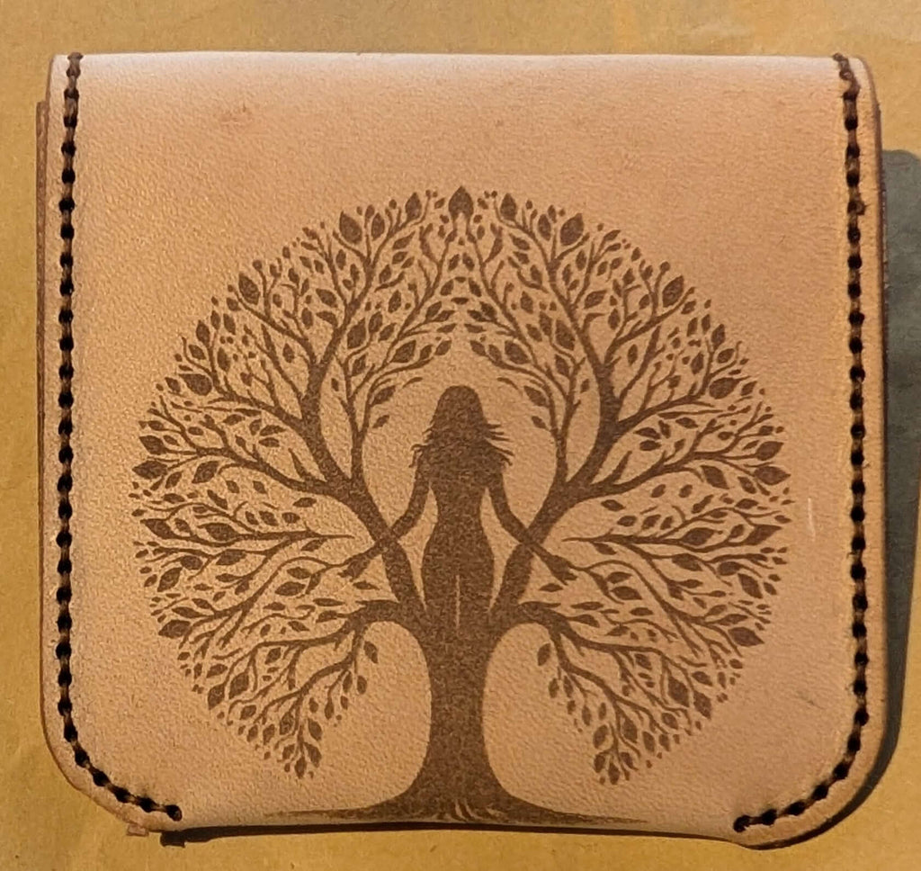 handmade leather tree of life coin wallet - CraftyDrifters Cornwall