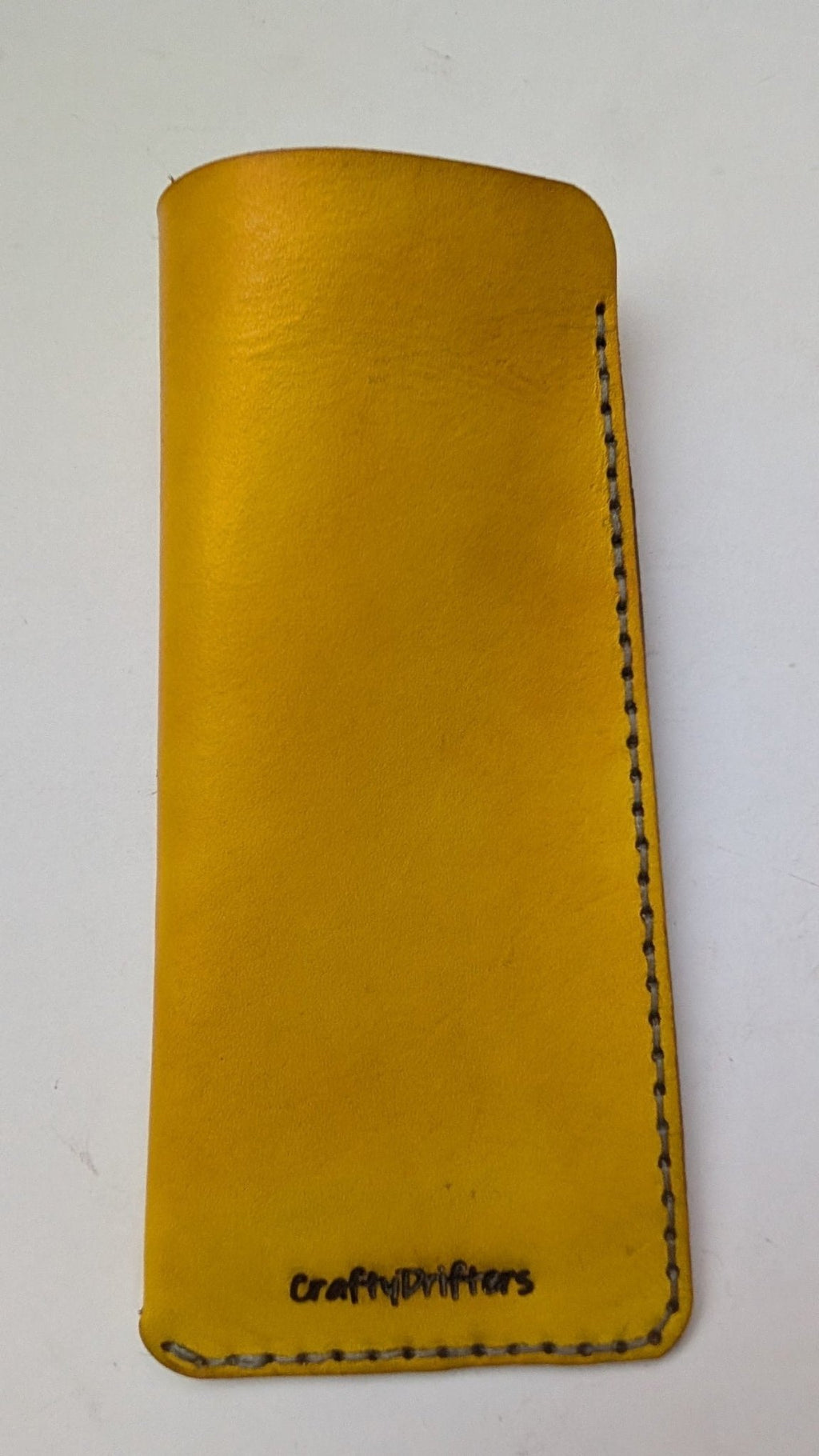 CraftyDrifters Glasses case in Yellow hand dyed leather