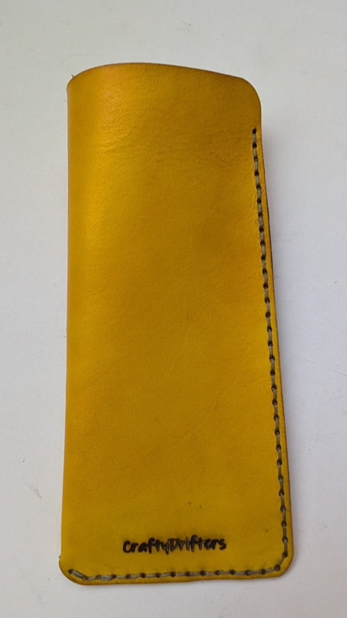 CraftyDrifters Glasses case in Yellow hand dyed leather