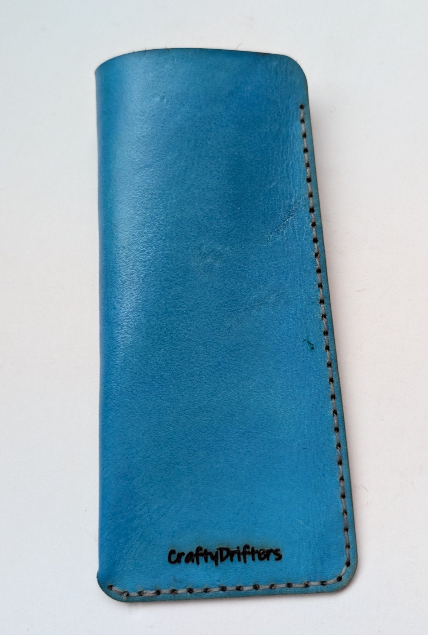 CraftyDrifters Glasses case in Blue hand dyed leather