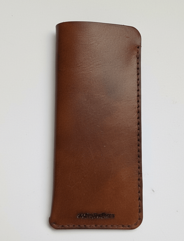 CraftyDrifters Glasses case in Walnut hand dyed leather
