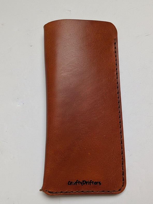 CraftyDrifters Glasses case in Tan hand dyed leather