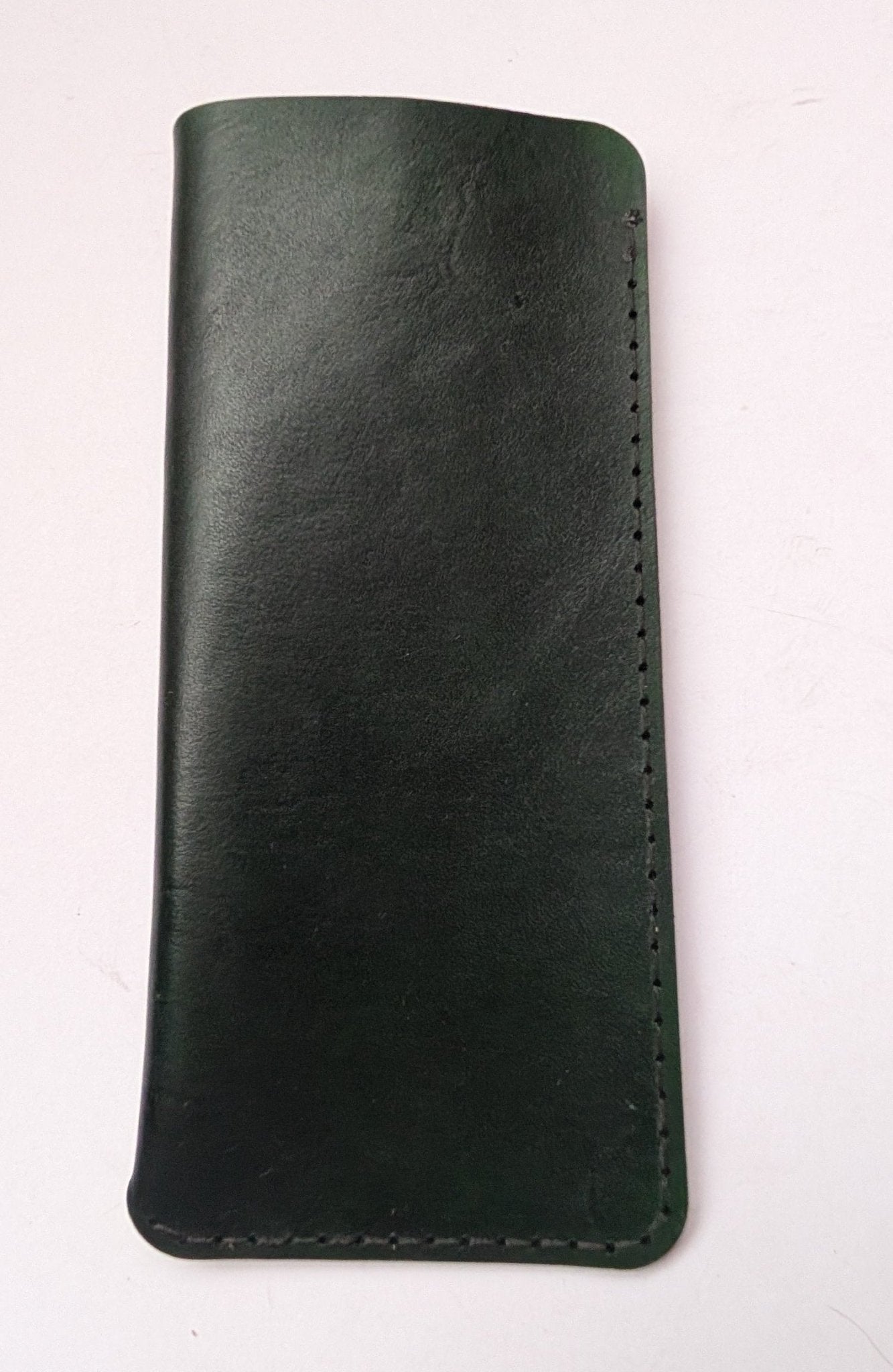 CraftyDrifters Glasses case in Dark Green hand dyed leather