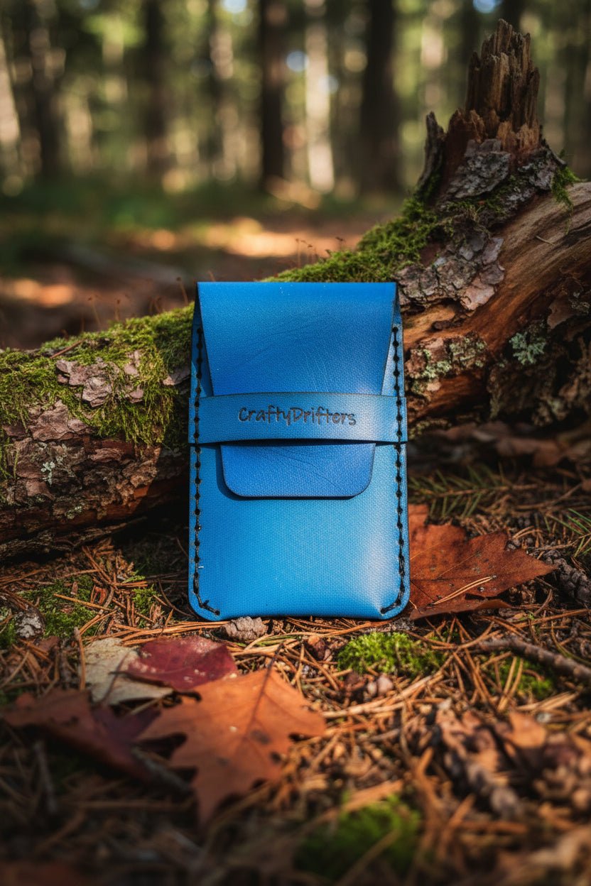 Long Flap handmade leather card wallet - CraftyDrifters Cornwall