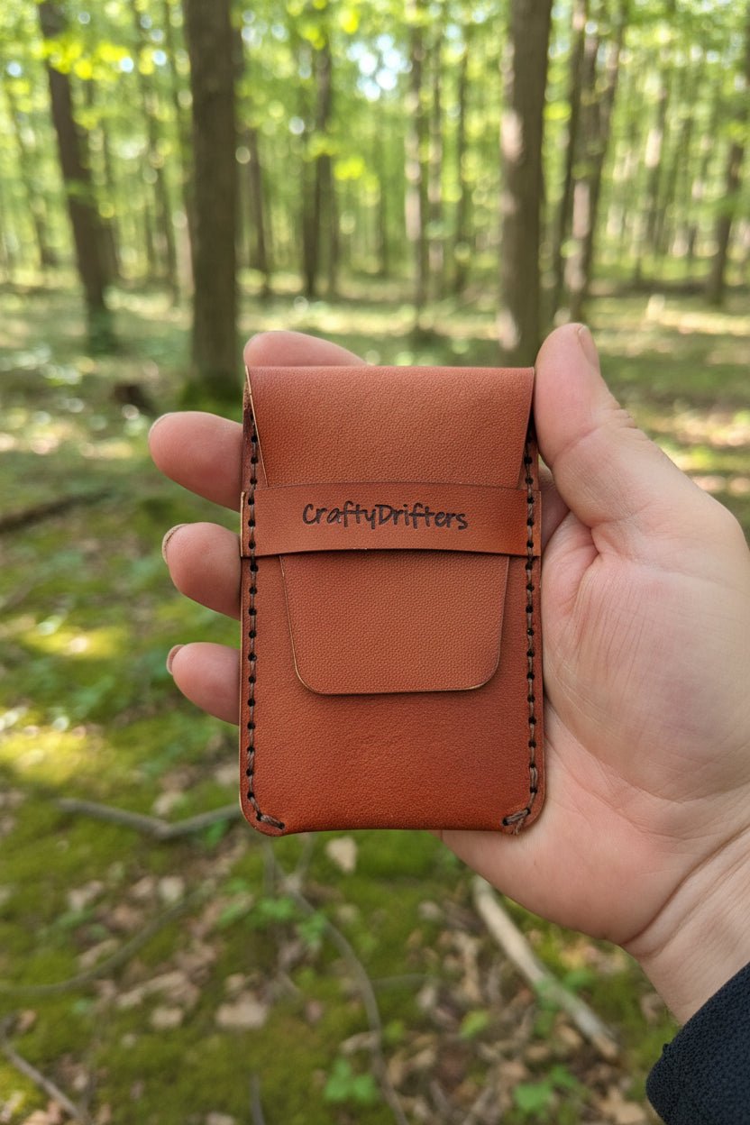 Long Flap handmade leather card wallet - CraftyDrifters Cornwall