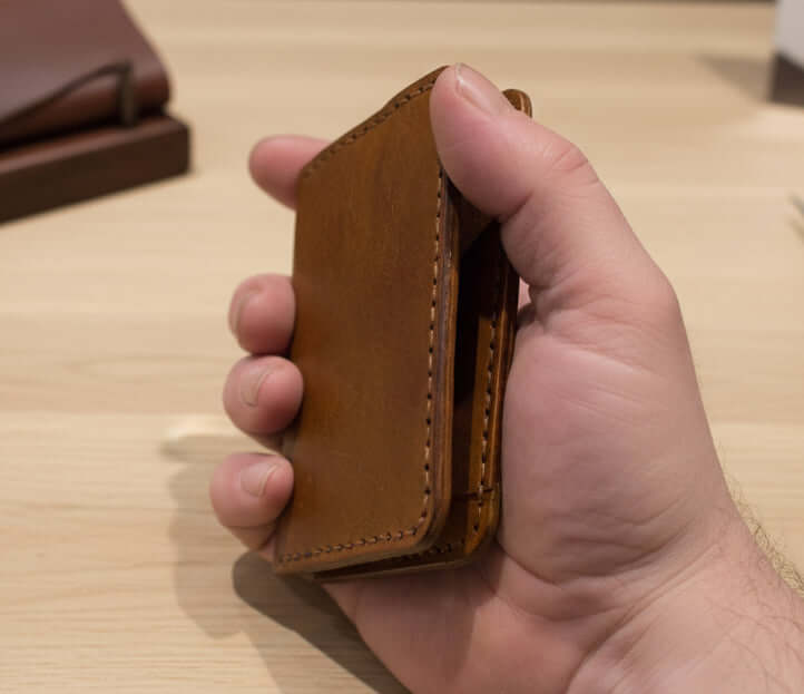 low profile handmade bi - fold leather wallet - CraftyDrifters Cornwall
