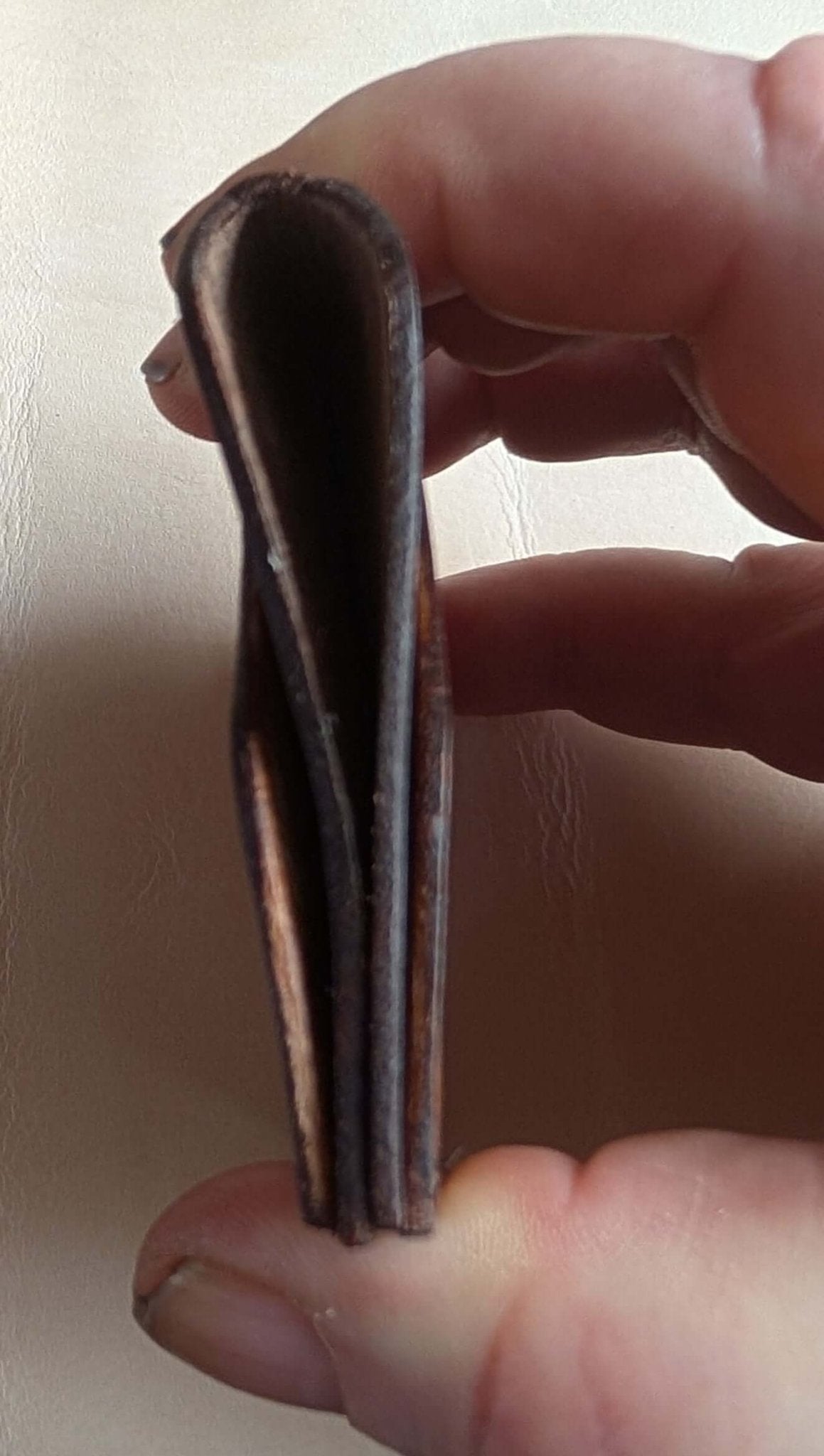 Minimalist hand made leather card sleeve