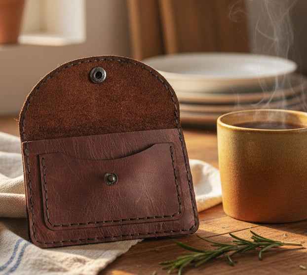 Minimilist Leather Purse for cash and cards - CraftyDrifters Cornwall