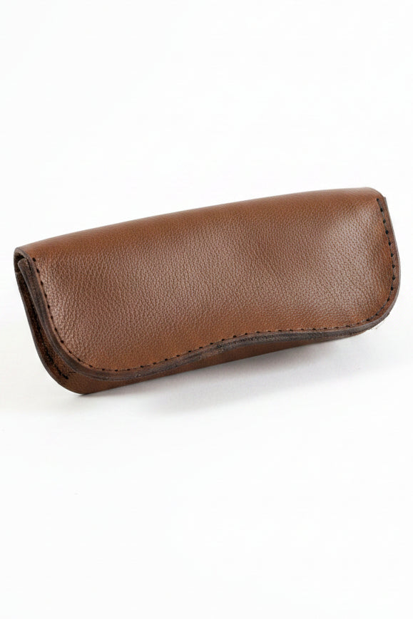 Glasses case, light brown pebble leather.