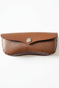 Glasses case, light brown pebble leather.