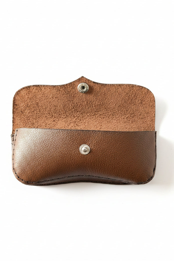 Glasses case, light brown pebble leather.