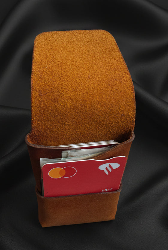 Compact Stitch Free Wallet in Tan