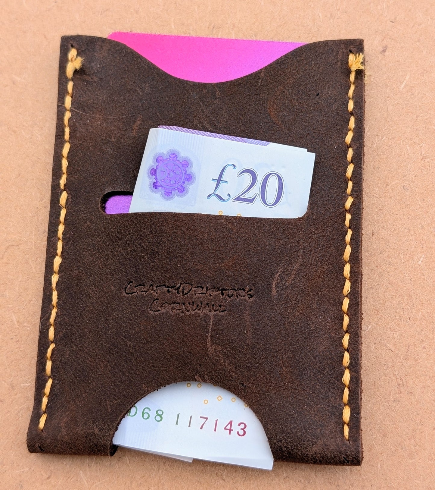 Handmade minimilist card/cash sleeve