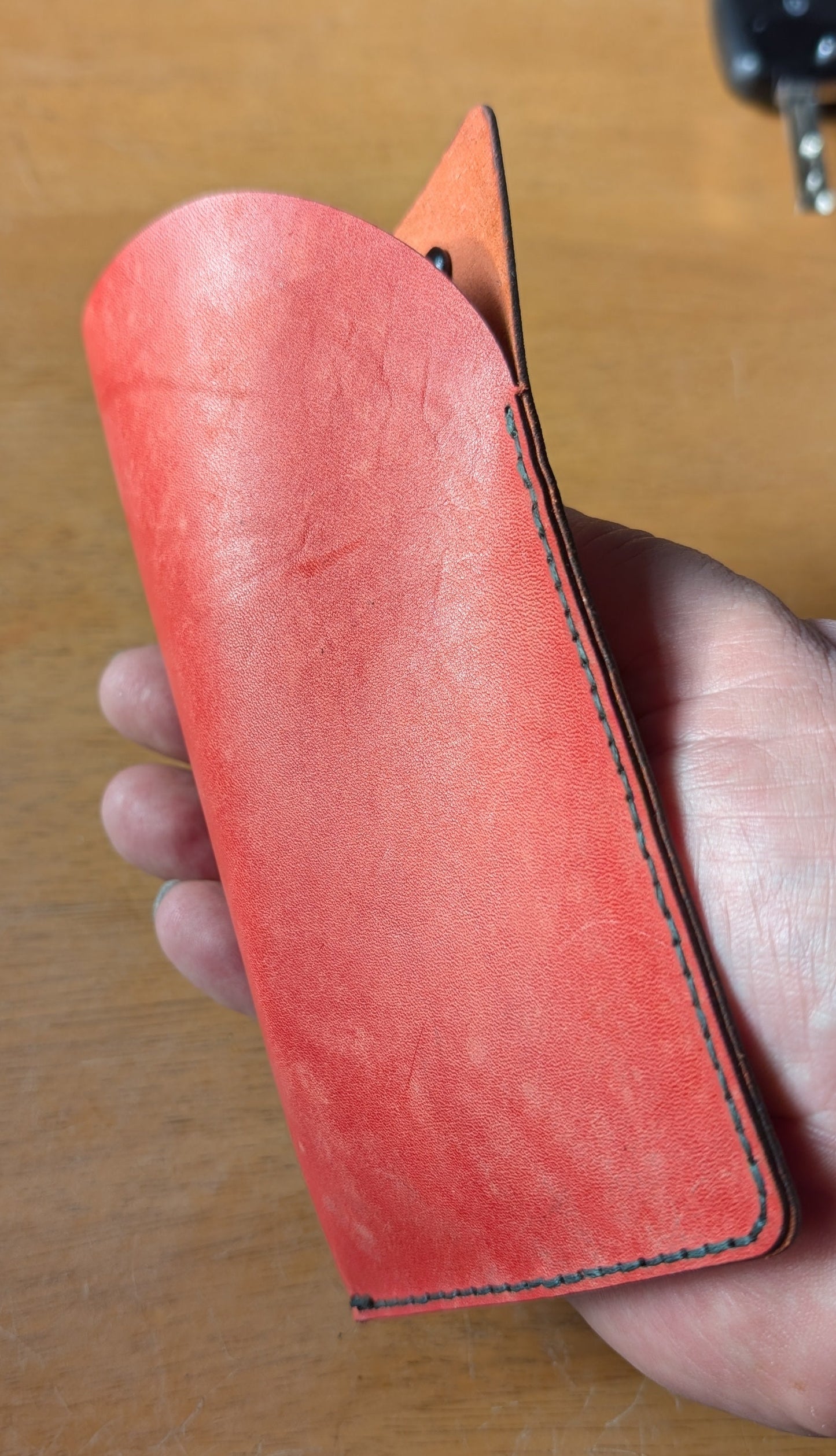 Glasses Sleeve in Red Leather