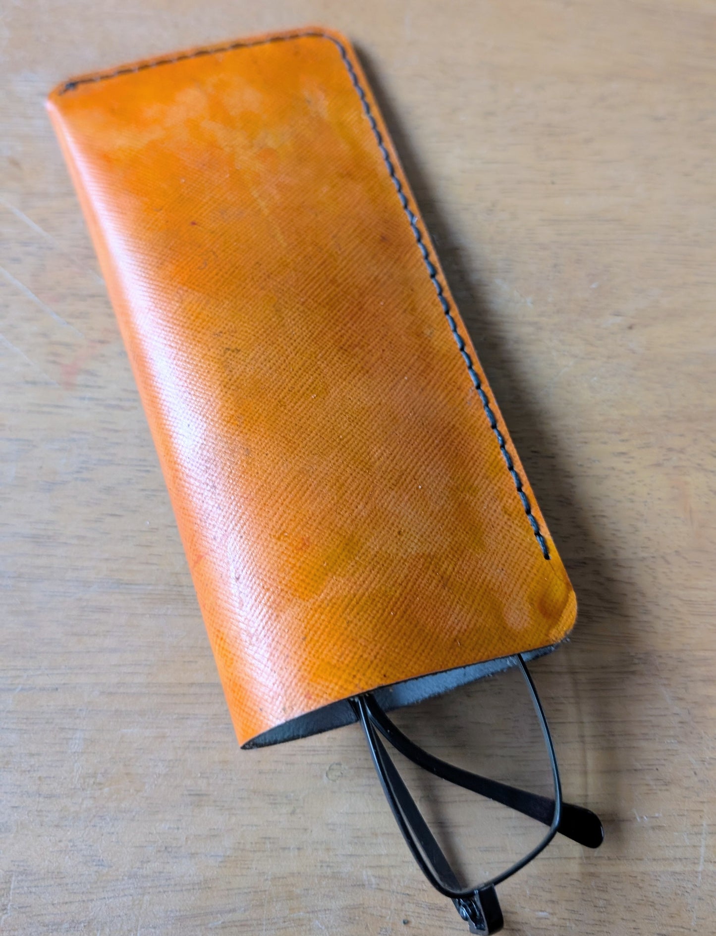 (Copy) Glasses Sleeve in Orange/Tan Leather