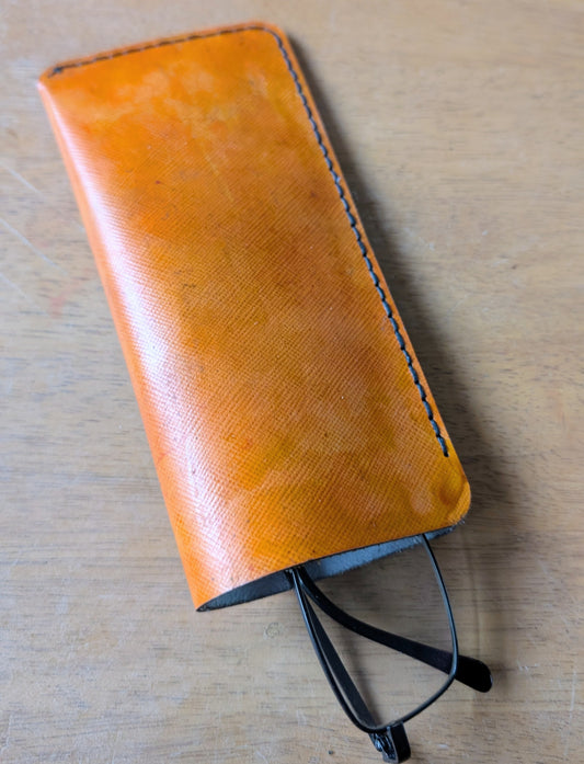 (Copy) Glasses Sleeve in Orange/Tan Leather