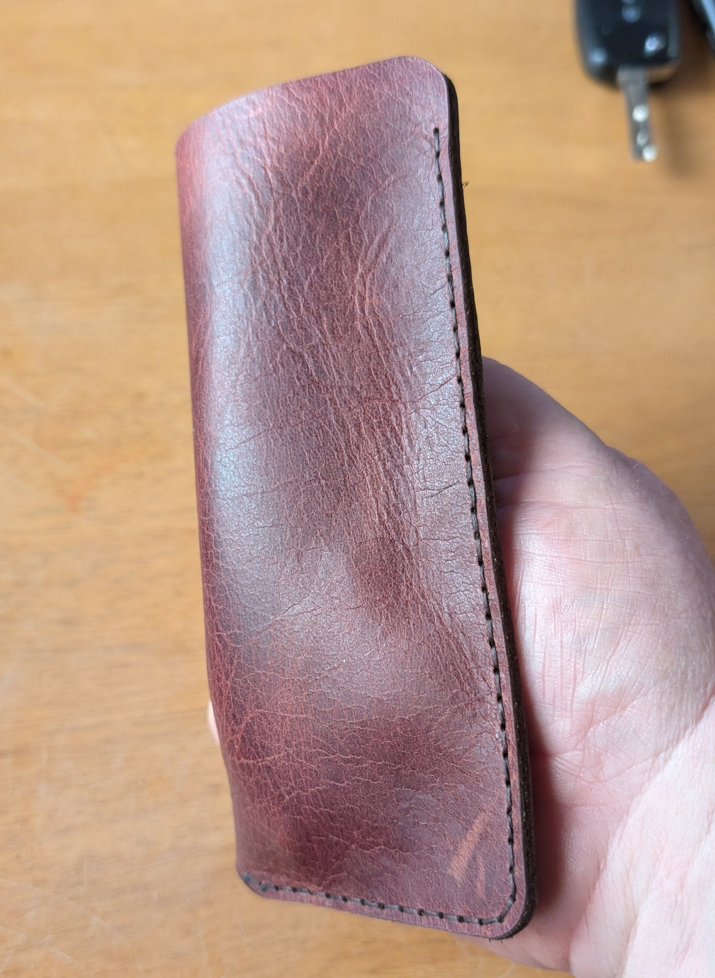 Glasses Sleeve in Red Pull Up Leather