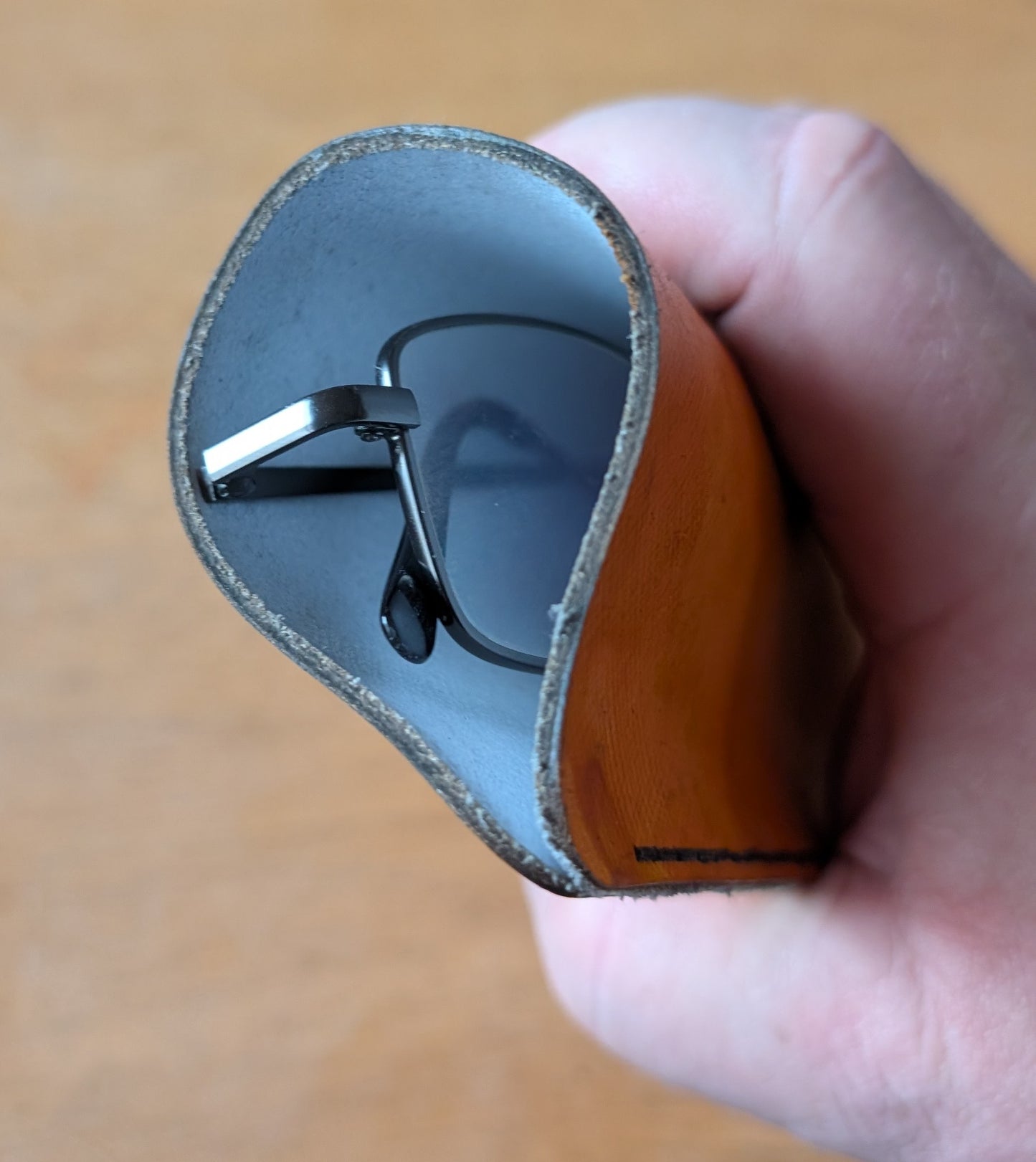 (Copy) Glasses Sleeve in Orange/Tan Leather