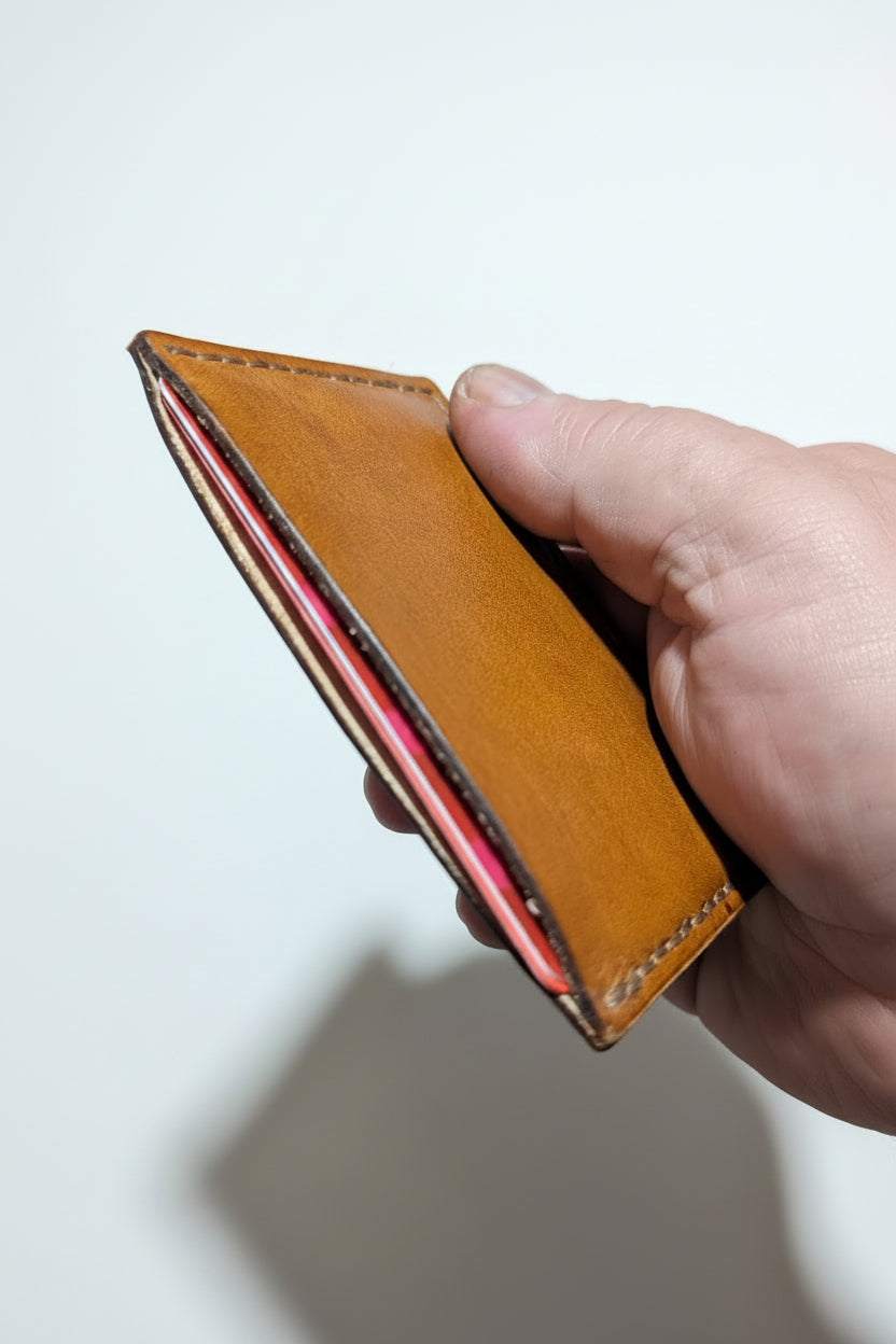 Basic Card Sleeve light brown full-grain leather single pocket wallet