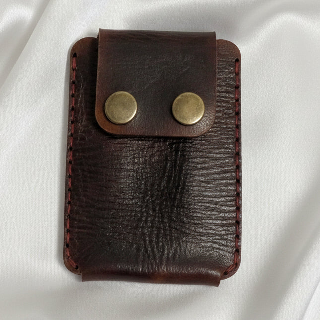 Minimilist Leather Card Sleeve with Thumb slide handmade in Cornwall
