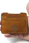 Rustic5 handcrafted whisky full-grain leather card holder with durable stitching and lifetime warranty