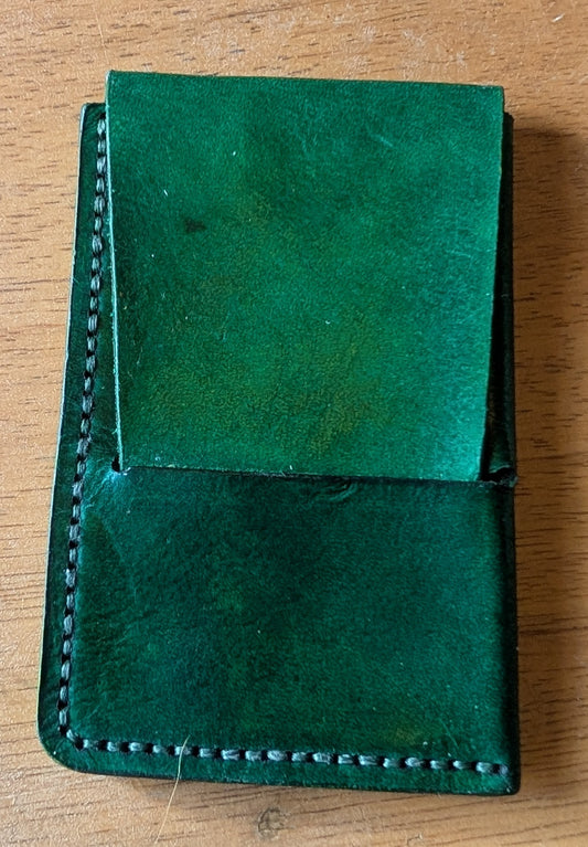 Slimline Leather Card/Cash Fold. Green