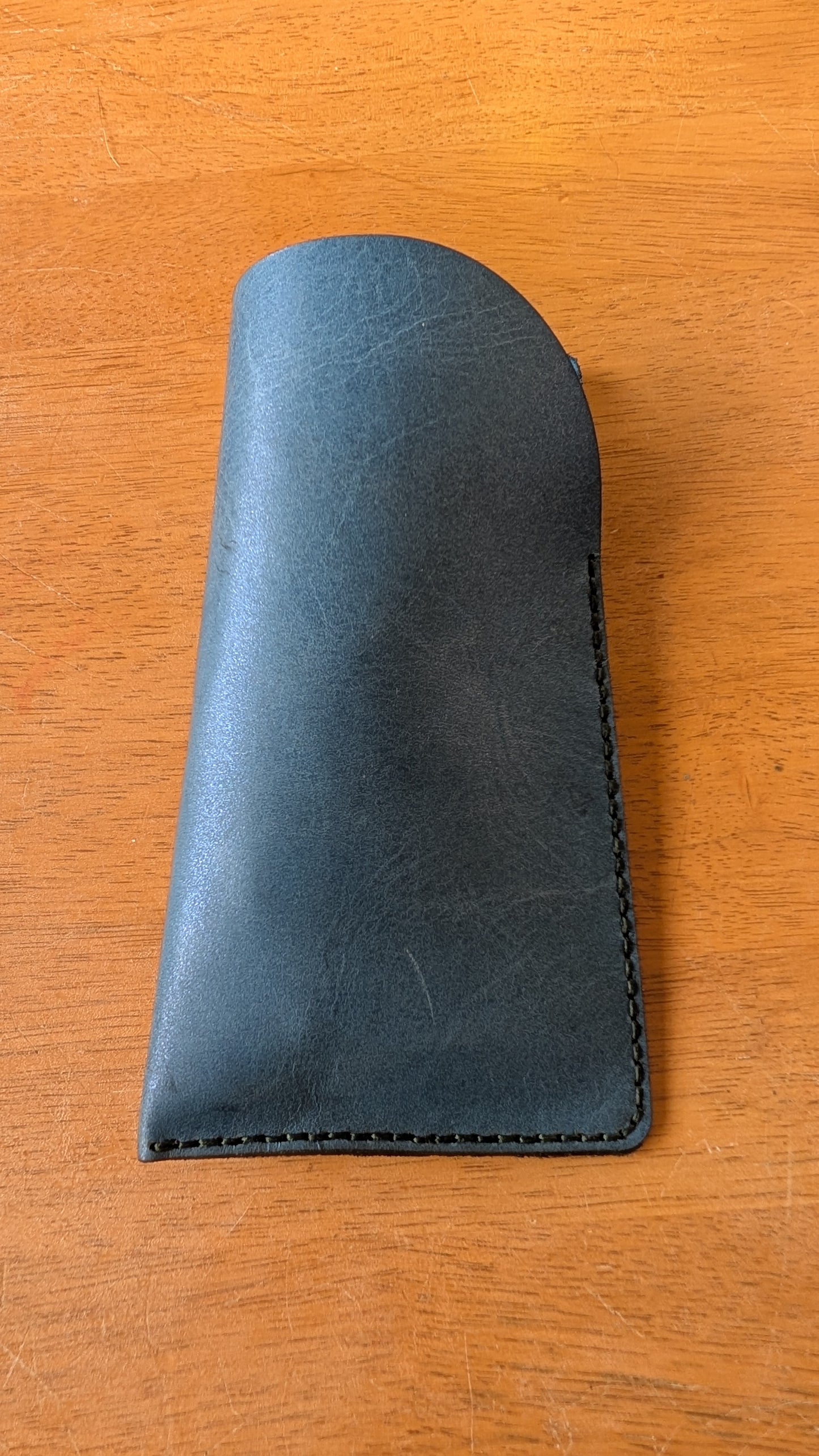 Glasses Sleeve in Metallic Blue Leather