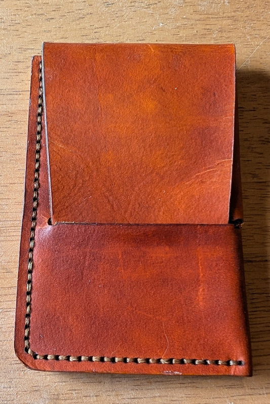 Slimline Leather Card/Cash Fold. Tan Brown