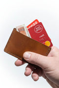 Light brown Basic Card Sleeve made from full-grain leather with single pocket design